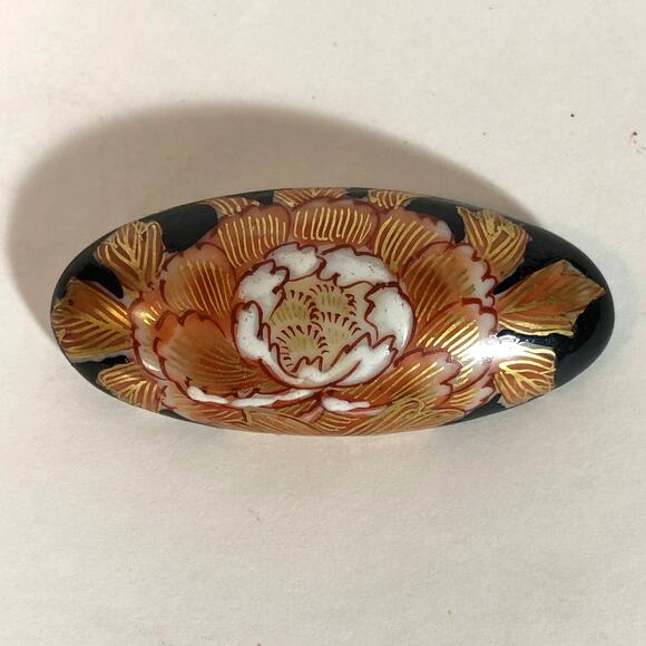 Obidome Brooch Kimono Sash Clip Japan Antique Flower Gold Obi Dome Red Gold - Picture 8 of 11